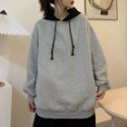 Two Tone Loose-fit Plain Hoodie