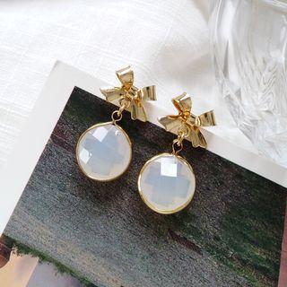 Acrylic Disc & Bow Dangle Earring As Shown In Figure - One Size