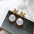 Acrylic Disc & Bow Dangle Earring As Shown In Figure - One Size