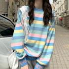Striped Pullover Pink & Blue & Yellow - One Size