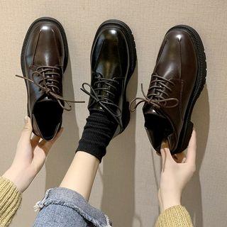 Platform Lace Up Block Heel Shoes