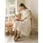 Eyelet-lace Trim Ruffle-hem Inner Dress