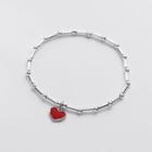 Heart Necklace 1 Pc - S925 Silver - Red - One Size