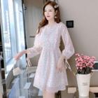 Long-sleeve Heart Print Ruffled Dress