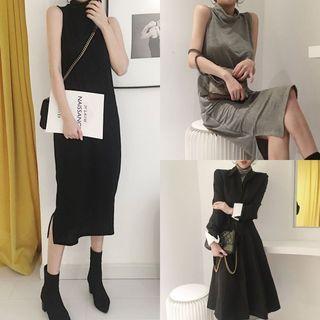 Turtleneck Sleeveless Midi Dress