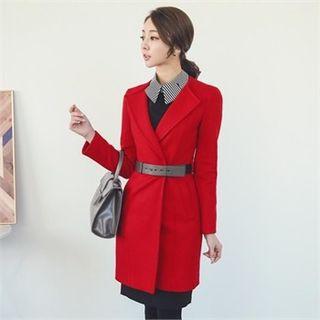 Wool Blend Coat With Belt