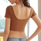 Short-sleeve Open-back Padded Crop Top