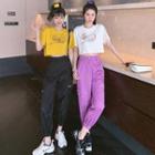 Set: Short-sleeve Graphic Print T-shirt / Harem Pants
