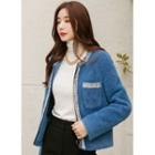 Multi-pocket Furry Zip-up Jacket