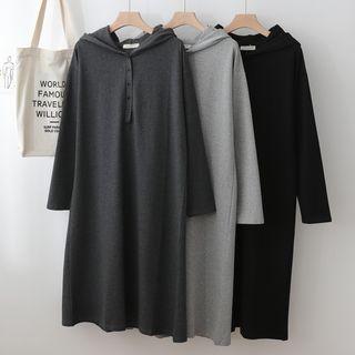 Plain Hooded Sweatshirt Dress