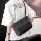 Faux Leather Crossbody Bag Black & Coffee - One Size
