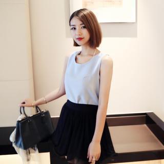 Chiffon Panel Sleeveless Top
