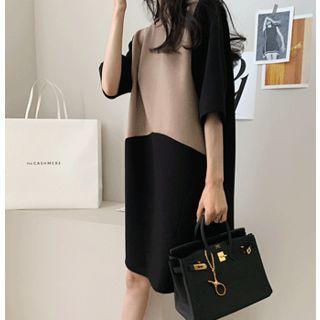 Neoprene Two-tone Shift Dress One Size