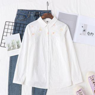 Flower Embroidered Eyelet Lace Blouse