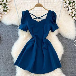 Short Sleeve A-line Mini Dress
