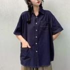 Short-sleeve Cargo Shirt As Shown In Figure - One Size