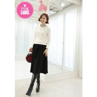 Frill-neck Faux-pearl Beaded Top