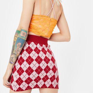 Argyle Print Knit Skirt