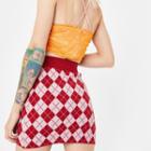 Argyle Print Knit Skirt