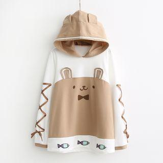 Fish Embroidery Hoodie As Shown In Figure - One Size
