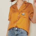 Pig Embroidered Striped Short-sleeve Shirt