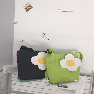 Flower Accent Canvas Crossbody Bag