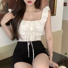 Off-shoulder Ruffled Blouse / Shorts