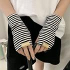 Striped Sun Protection Fingerless Gloves