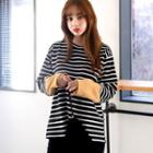 Color-block Stripe Fleece-lined T-shirt