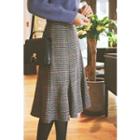 Plaid Wool Blend Flare Skirt
