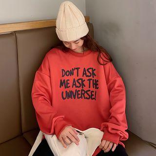 Frayed Edge Lettering Tunic Pullover