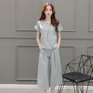Set: Plain Short Sleeve T-shirt + Culottes