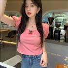 Short-sleeve Cherry Accent Top