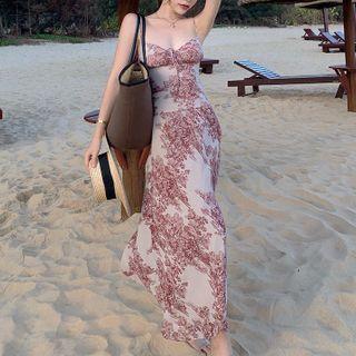 Floral Print Camisole Top / Midi A-line Skirt / Set