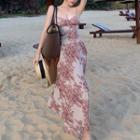 Floral Print Camisole Top / Midi A-line Skirt / Set