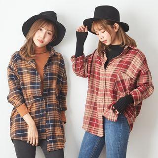 Single Pocket Plaid Boyfriend Shirt