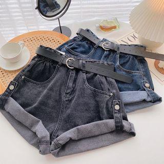Denim Roll-up High-waist Shorts