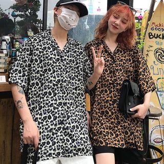 Leopard Elbow-sleeve Shirt