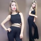 Set: Plain Lattice Tank Top + Pants
