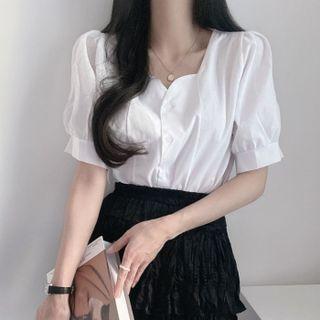 Puff Sleeve Single Breasted Shirt