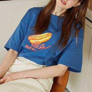 Short-sleeve Hot Dog Print T-shirt