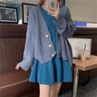 Long-sleeve Mini A-line Dress / Cardigan