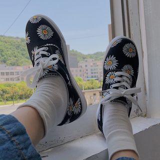 Canvas Floral Lace-up Sneakers