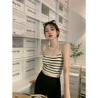 Striped Knit Camisole Top Striped - Black & White - One Size