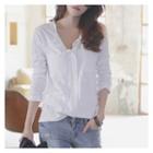 Plain V-neck Pocket-front T-shirt