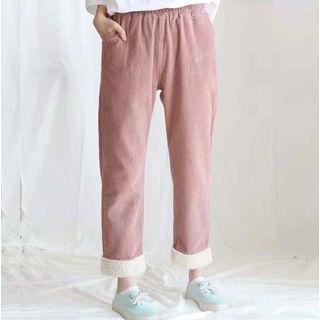 Corduroy Fleece Panel Cropped Pants