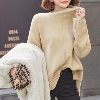 Mock-neck Punched-detail Sweater