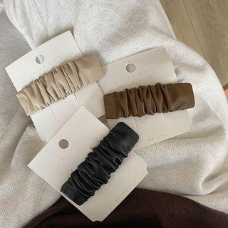 Shirred Faux Leather Hair Clip