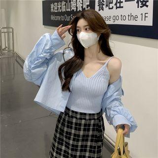 V-neck Knit Camisole Top / Plain Shirt