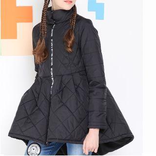 Embroidered Padded Peplum Coat